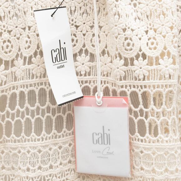 CAbi Cream Love Carol Collection Crochet Capri Swim Coverup Size Medium - Picture 5 of 12